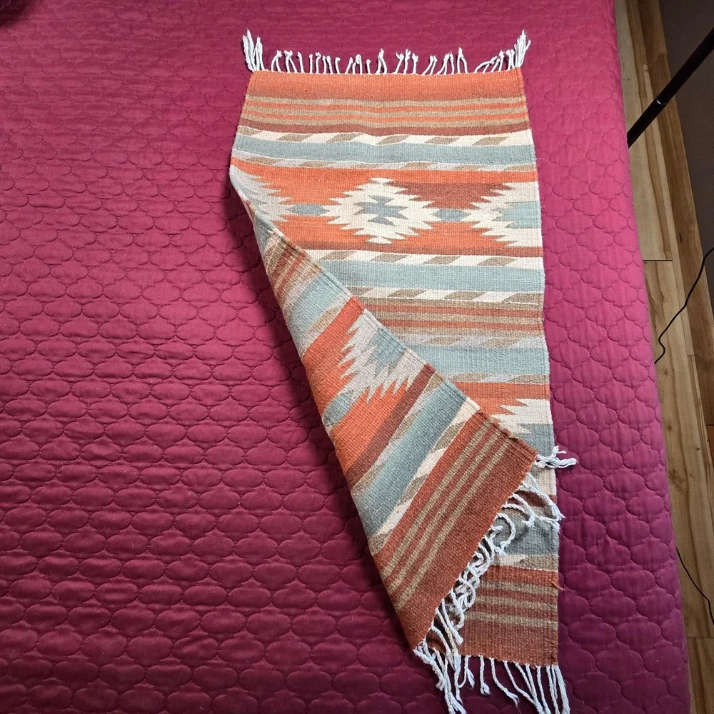 Aztec Southwest Mexican Blanket Rug Mat Vintage Brown 38